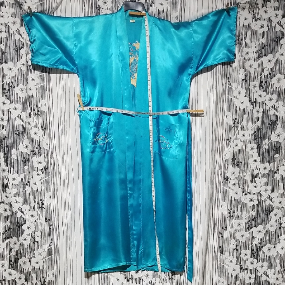 Satin Blue Robe - Picture 2 of 7
